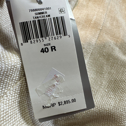 NWT $2895 Ralph Lauren Purple Label Men Linen Blazer Jacket Tun/Cream 40R US