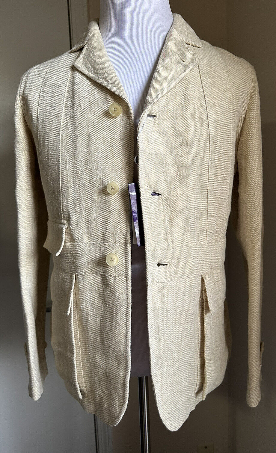 NWT $2895 Ralph Lauren Purple Label Мужской льняной пиджак Тон/Кремовый 40R США