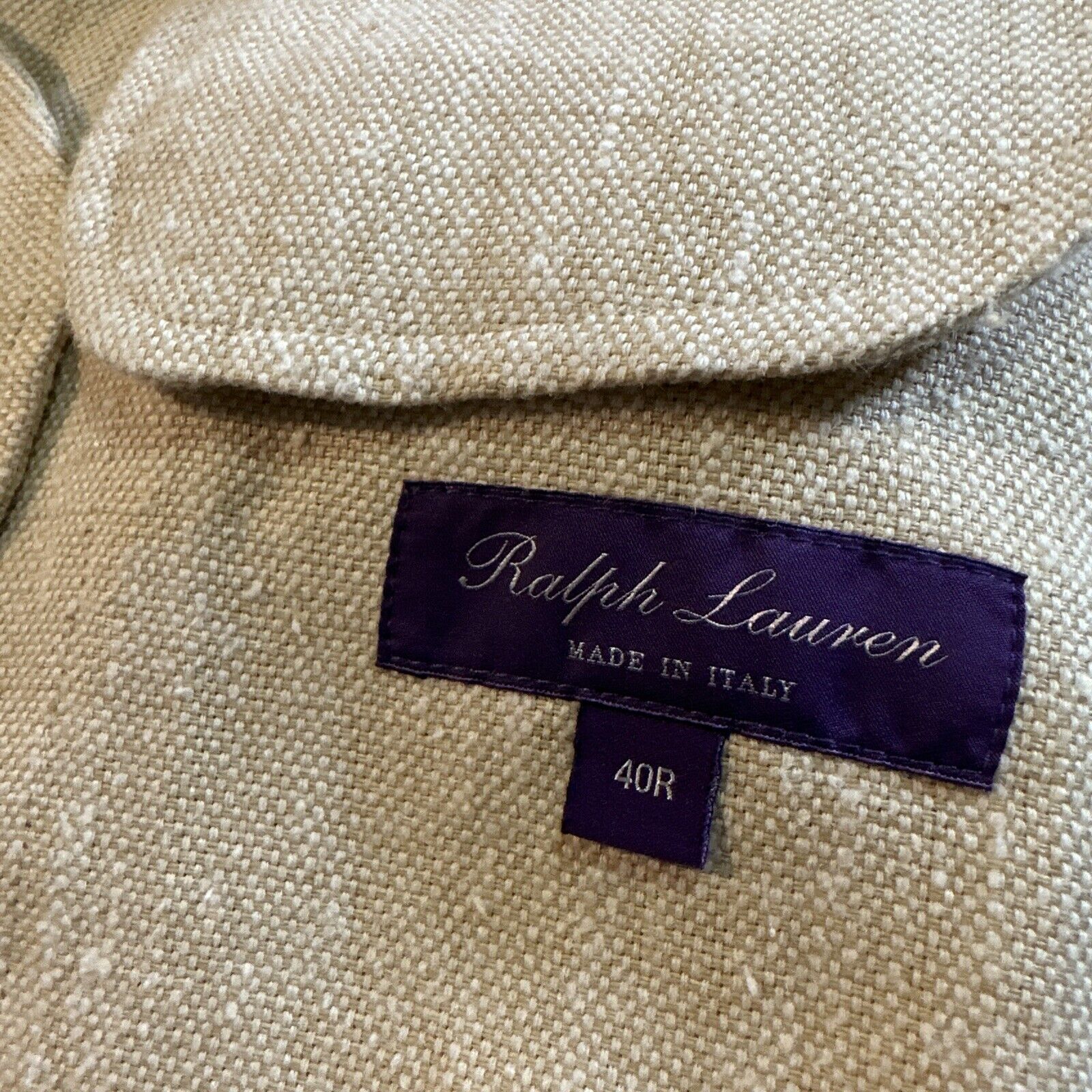 Neu mit Etikett: 2.895 $ Ralph Lauren Purple Label Herren-Leinenblazer, Tunika/Creme, 40R US
