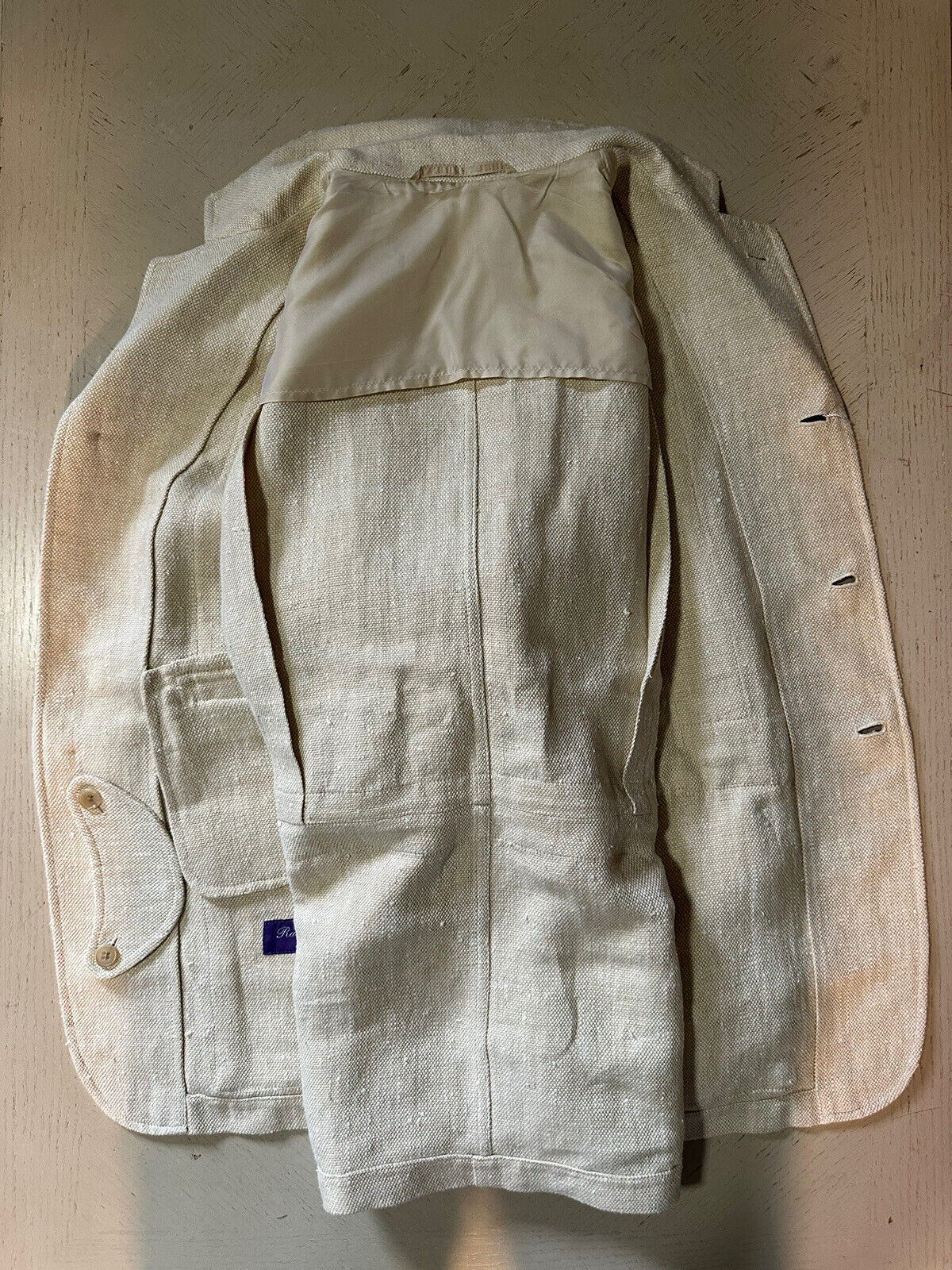 NWT $2895 Ralph Lauren Purple Label Мужской льняной пиджак Тон/Кремовый 38R США