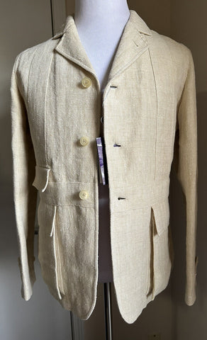 NWT $2895 Ralph Lauren Purple Label Men Linen Blazer Jacket Tun/Cream 36S US