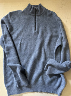 NWT $1495 Ralph Lauren Purple Label Мужской кашемировый свитер с молнией на четверть, цвет индиго XXL