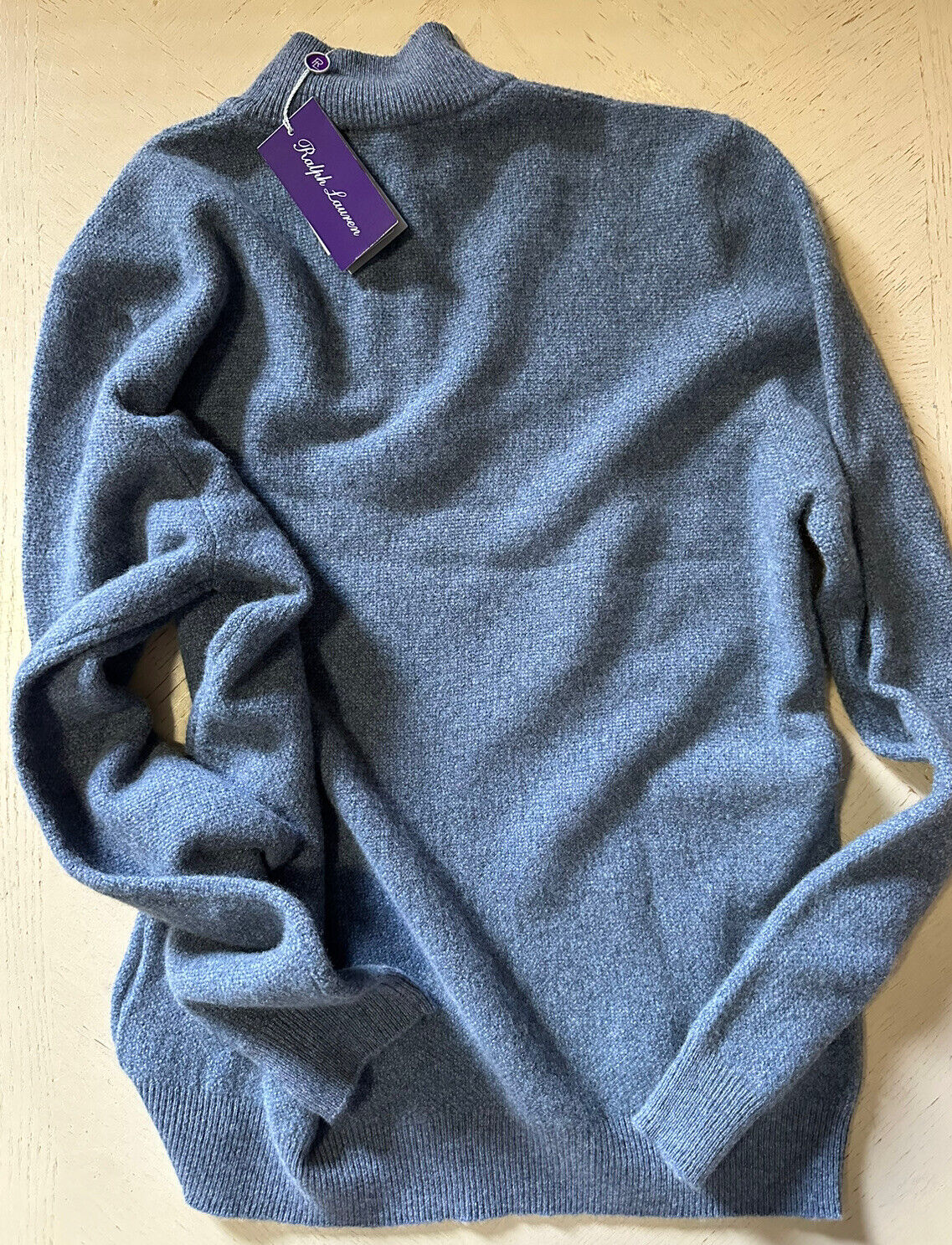 NWT $1495 Ralph Lauren Purple Label Men Quarter Zip Cashmere Sweater Indigo XXL