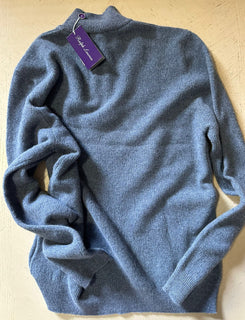 NWT $1495 Ralph Lauren Purple Label Мужской кашемировый свитер с молнией на четверть, цвет индиго XXL