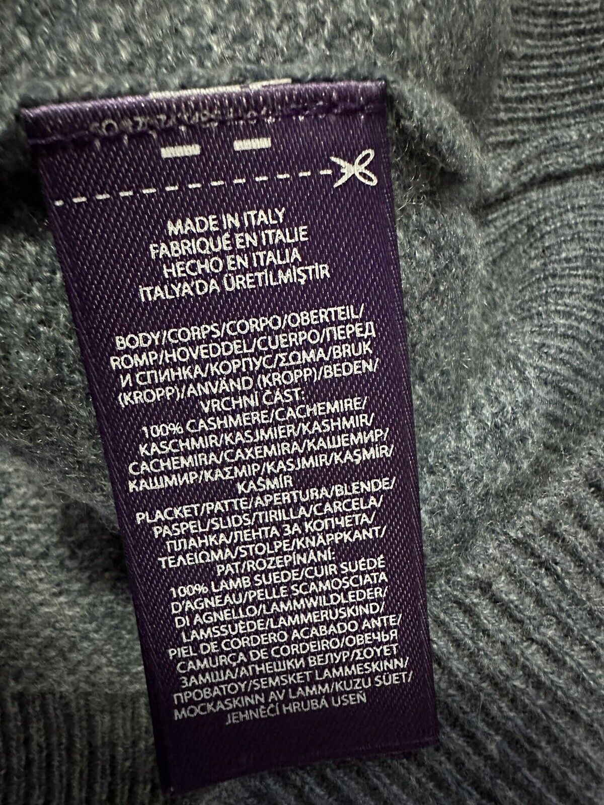 NWT $1495 Ralph Lauren Purple Label Men Quarter Zip Cashmere Sweater Indigo XXL