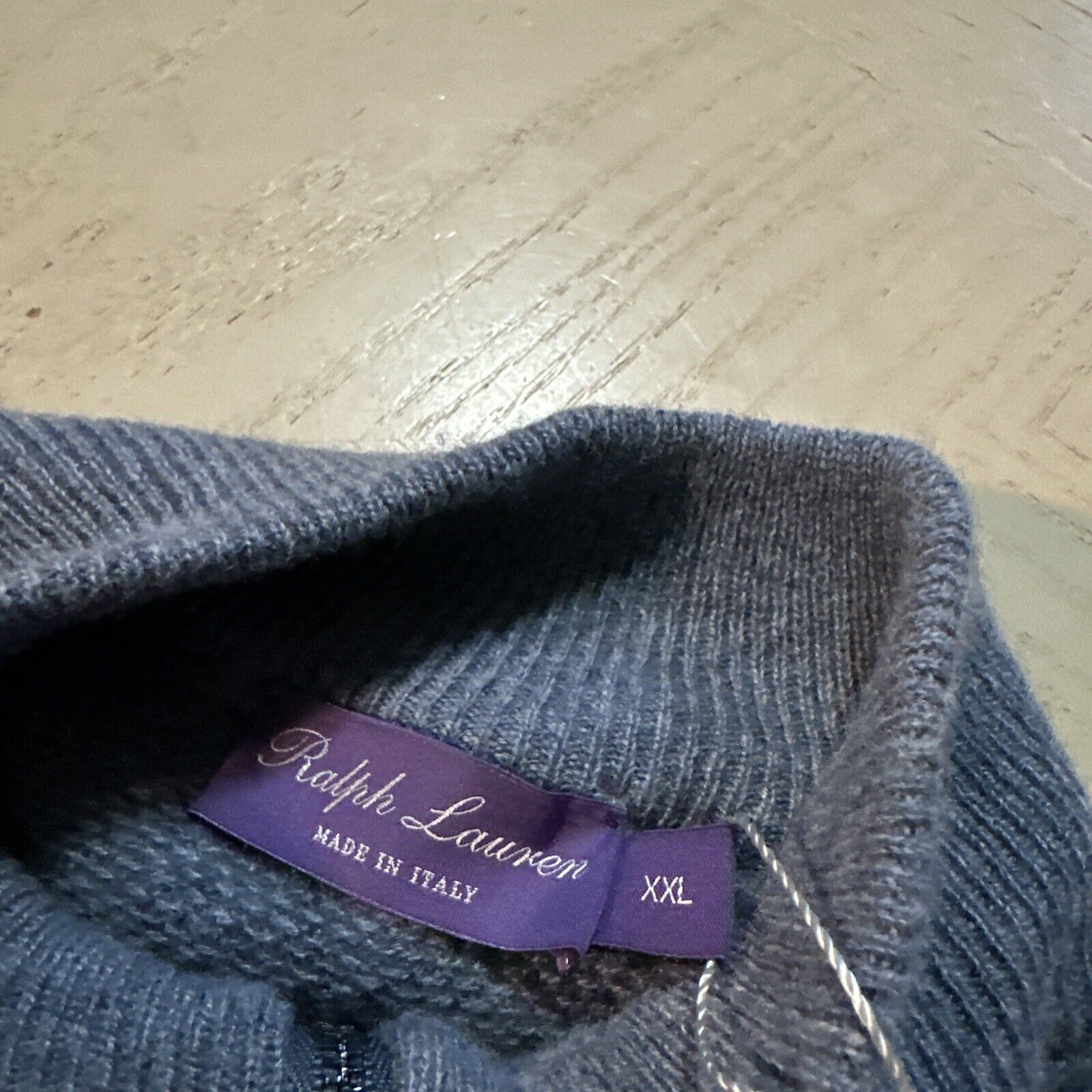 NWT $1495 Ralph Lauren Purple Label Men Quarter Zip Cashmere Sweater Indigo XXL