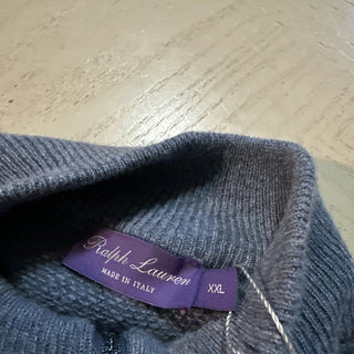 NWT $1495 Ralph Lauren Purple Label Мужской кашемировый свитер с молнией на четверть, цвет индиго XXL