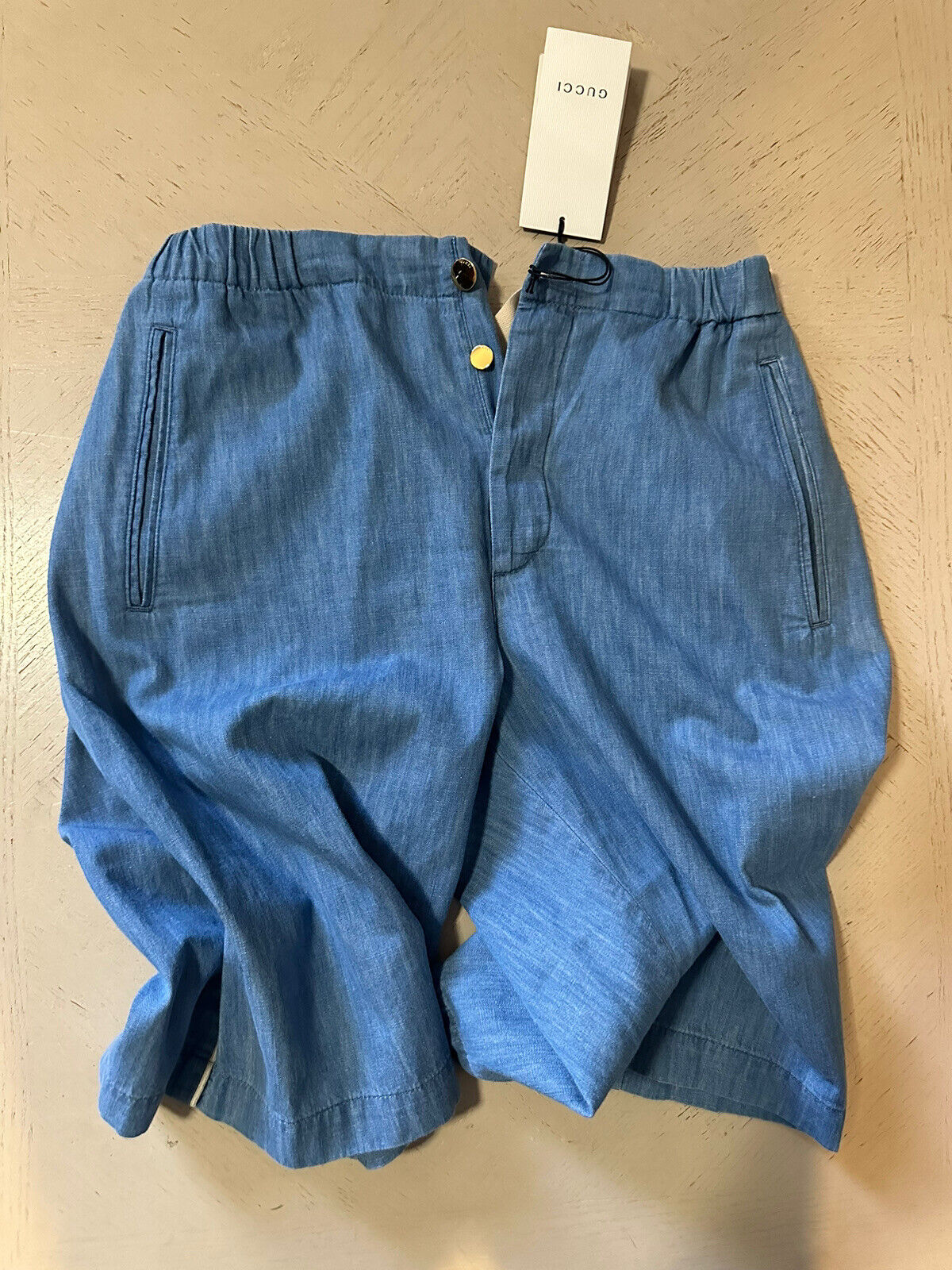 NWT Gucci Men Washed Denim GG Short Blue 32 US/48 Eu