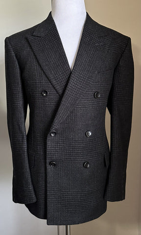 New $6530 TOM FORD Men Double Breasted Suit DK Gray Charcoal 43 US/54 Eu Switz.