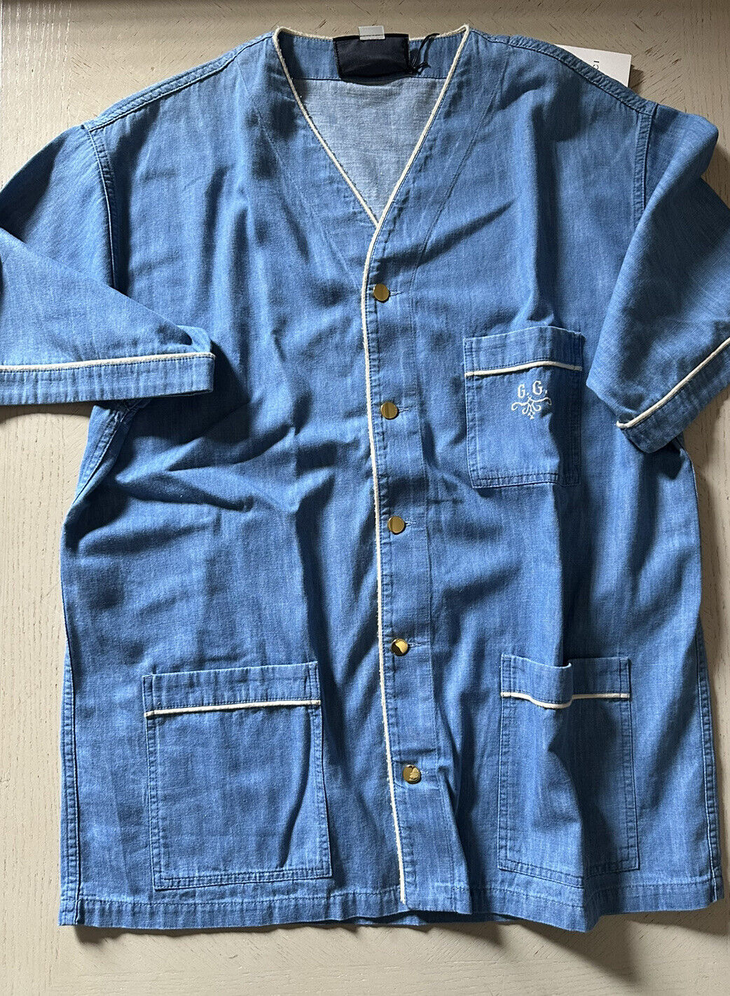 Neues, übergroßes, gewaschenes Jeanshemd für Herren von Gucci, Blau, Größe 46 Euro