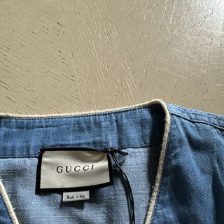 Новая мужская рубашка оверсайз из стираного денима Gucci, синяя, размер 46 евро