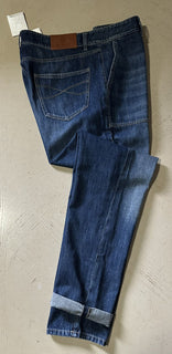 NWT $850 Brunello Cucinelli Мужские джинсовые брюки из потертого денима синие 34 США/50 ЕС Италия