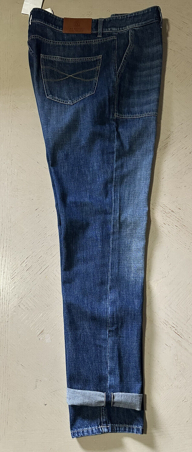 Neu mit Etikett: 850 $ Brunello Cucinelli Herren Jeanshose aus gewaschenem Denim Blau 34 US/50 Eu Italien