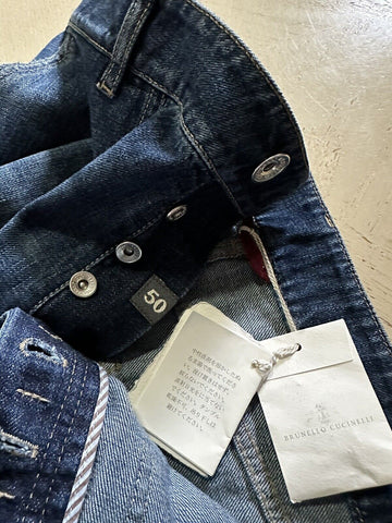 NWT $850 Brunello Cucinelli Men Washed Denim Jeans Pants Blue 34 US/50 Eu Italy