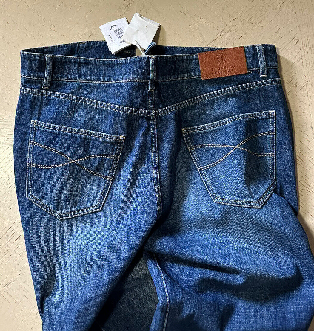 Neu mit Etikett: 850 $ Brunello Cucinelli Herren Jeanshose aus gewaschenem Denim Blau 34 US/50 Eu Italien