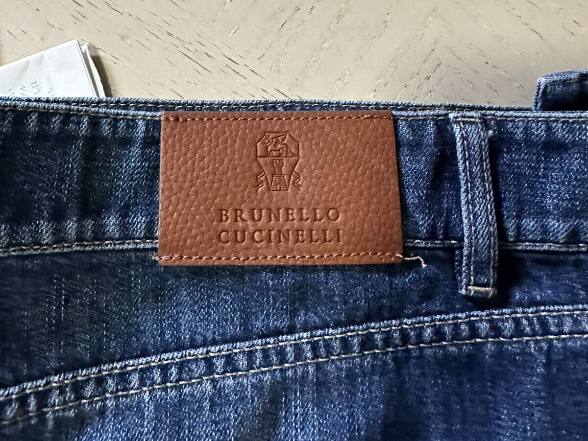 Neu mit Etikett: 850 $ Brunello Cucinelli Herren Jeanshose aus gewaschenem Denim Blau 34 US/50 Eu Italien