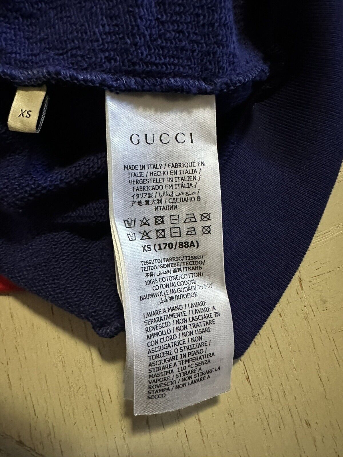 NWT $1250 Gucci Men Oversized Crewneck Pullover Sweater Blue/Red XS Italy