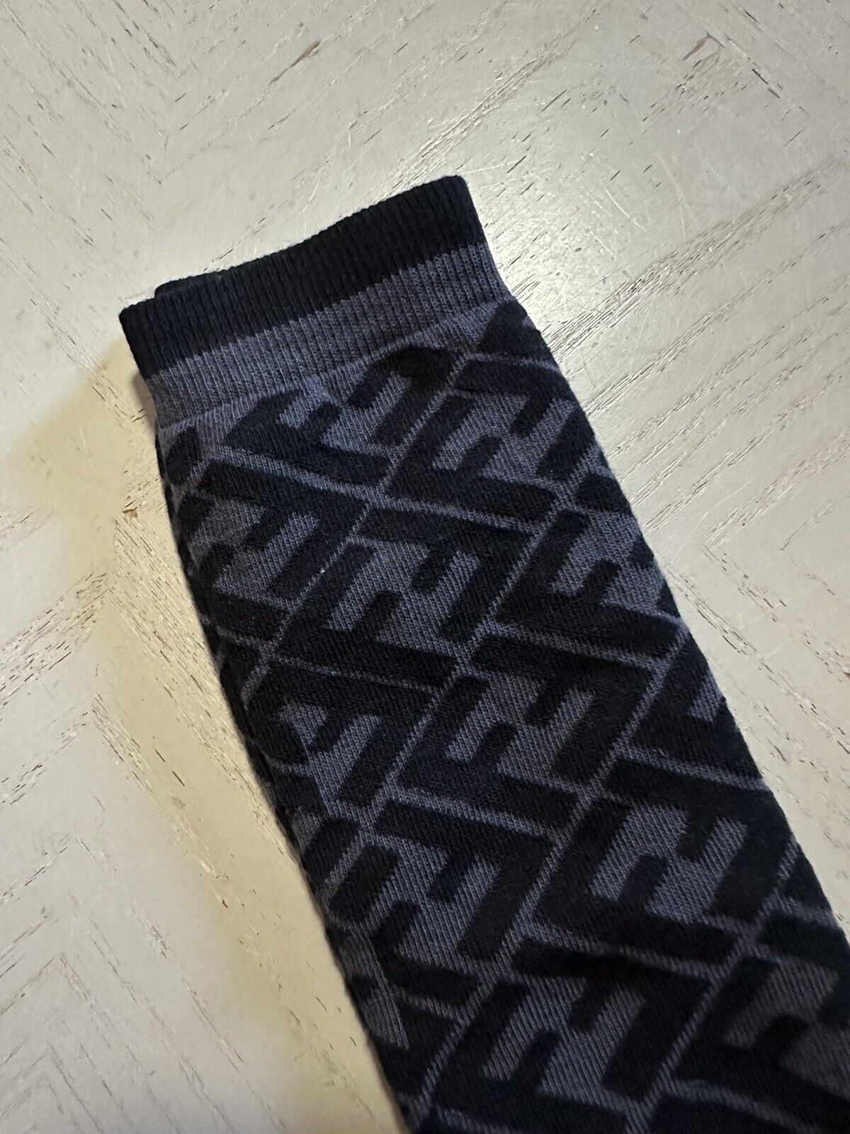 Носки с логотипом NWT Fendi Double-F, черные/серые, размер M, Италия