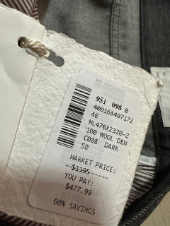 NWT 1195 долларов США Brunello Cucinelli Мужские шерстяные джинсовые брюки DK Серые 34 США/50 ЕС Италия