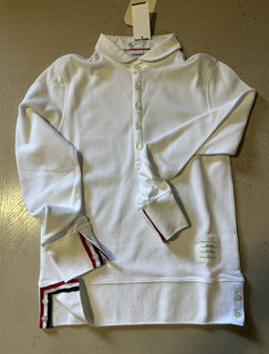 NWT Thom Browne Мужская однотонная приталенная рубашка-поло с длинными рукавами, белая, размер 1 (S)