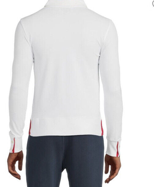 Neu mit Etikett: Thom Browne Herren-Poloshirt, einfarbig, langärmelig, schmale Passform, Weiß, Größe 1 (S)