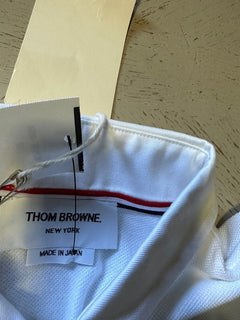 NWT Thom Browne Мужская однотонная приталенная рубашка-поло с длинными рукавами, белая, размер 1 (S)