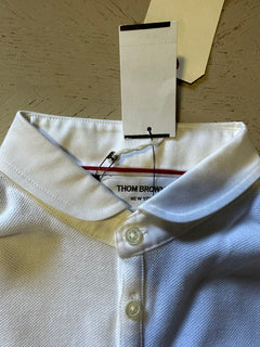 NWT Thom Browne Мужская однотонная приталенная рубашка-поло с длинными рукавами, белая, размер 1 (S)