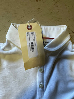 NWT Thom Browne Мужская однотонная приталенная рубашка-поло с длинными рукавами, белая, размер 1 (S)