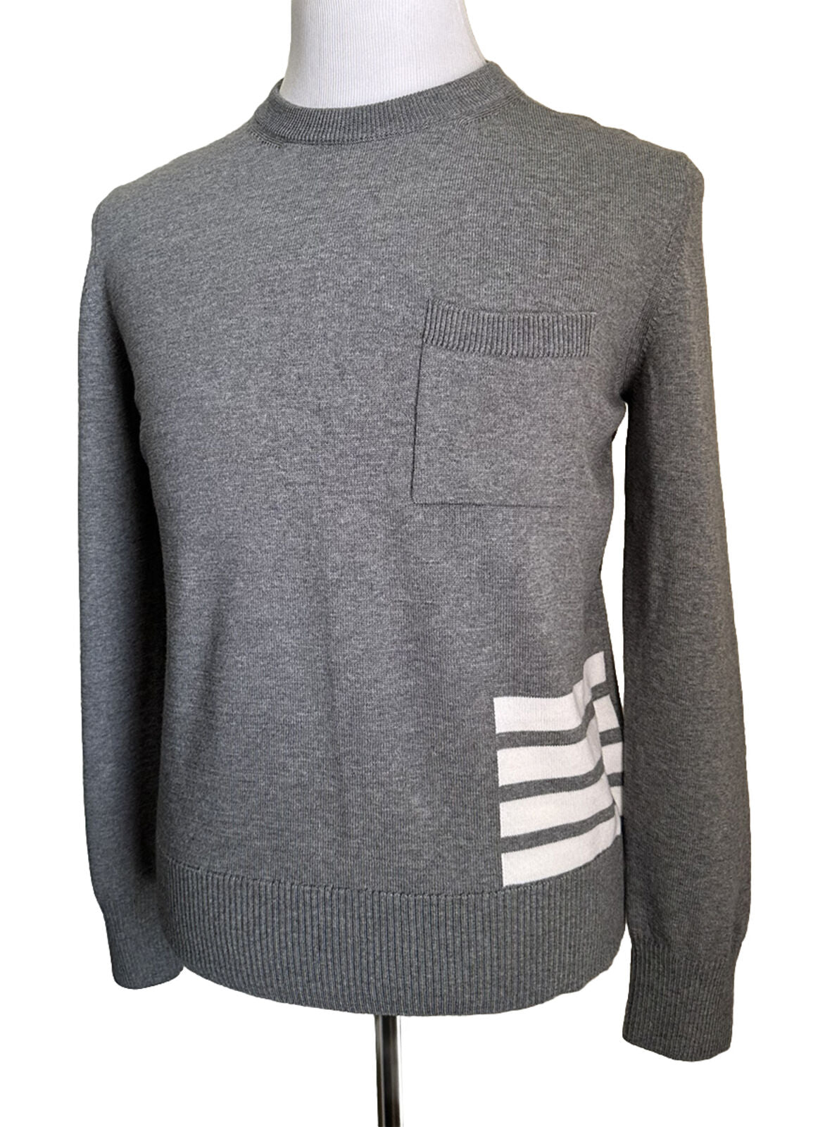 Мужской свитер NWT Thom Browne из мериносовой шерсти с мелированием, серый, размер 1 (S)