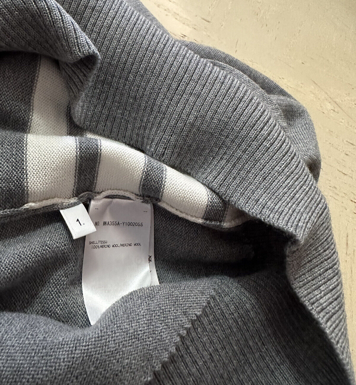 NWT Thom Browne Men’s Heathered Merino Wool Sweater Gray Size 1 ( S )