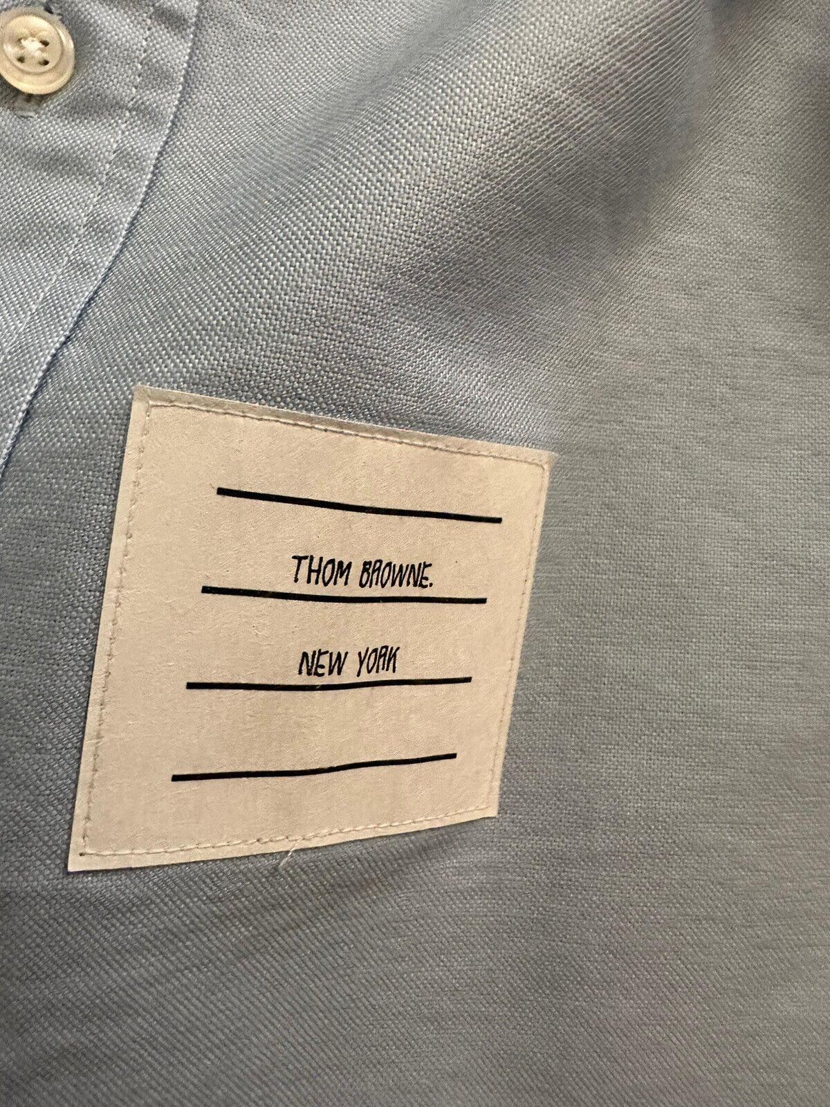 NWT Thom Browne Men's 4-Bar Striped Long Sleeve Shirt Blue Size 2 ( M )
