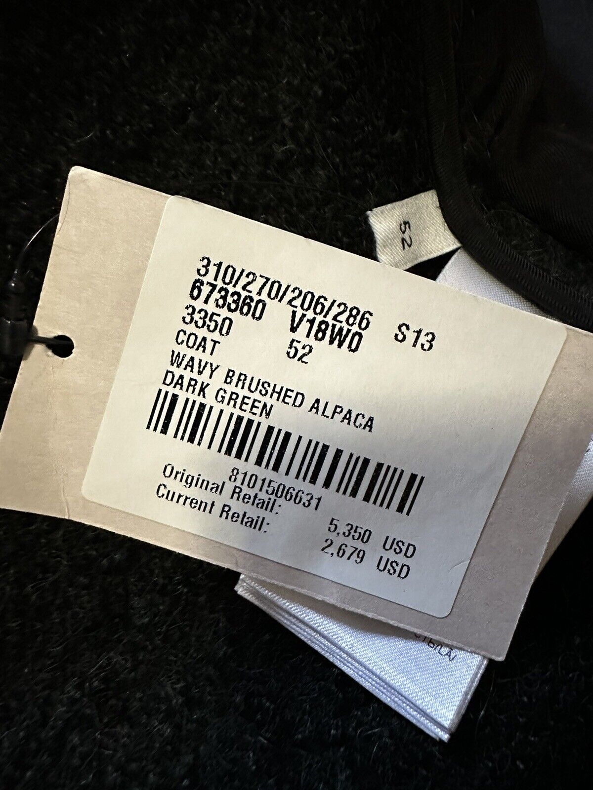 Neu $ 5350 Bottega Veneta Herren Alpaka Mantel Grün 42 US/52 Eu Italien