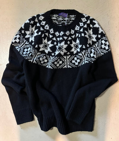NWT $1650 Ralph Lauren Purple Label Men Cashmere Crewneck Sweater Black S Italy
