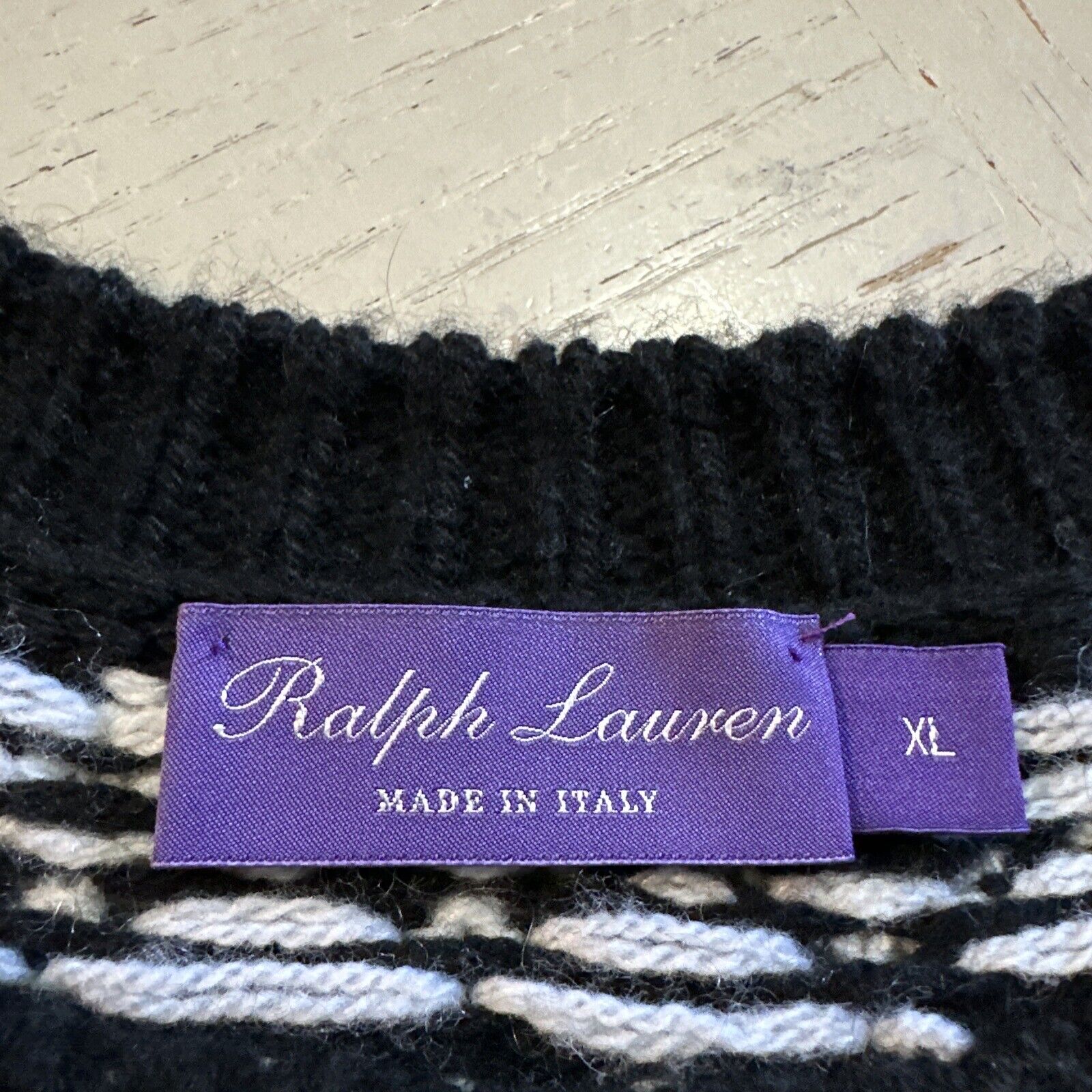 NWT $1650 Ralph Lauren Purple Label Men Cashmere Crewneck Sweater Black XL Italy