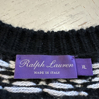 NWT $1650 Ralph Lauren Purple Label Мужской кашемировый свитер с круглым вырезом Черный XL Италия
