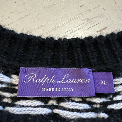Neu mit Etikett: 1.650 $ Ralph Lauren Purple Label Herren-Kaschmirpullover mit Rundhalsausschnitt, Schwarz, XL, Italien