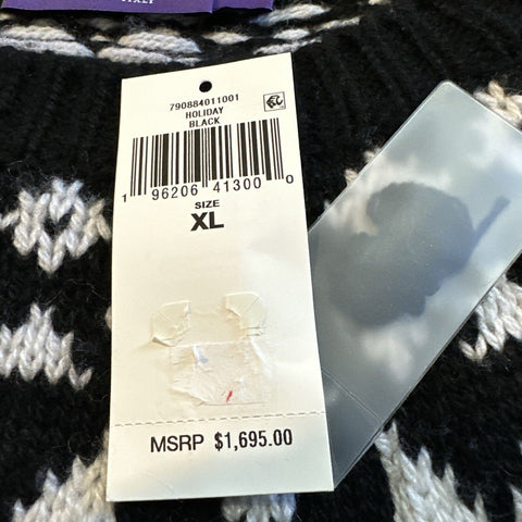 Neu mit Etikett: 1.650 $ Ralph Lauren Purple Label Herren-Kaschmirpullover mit Rundhalsausschnitt, Schwarz, XL, Italien