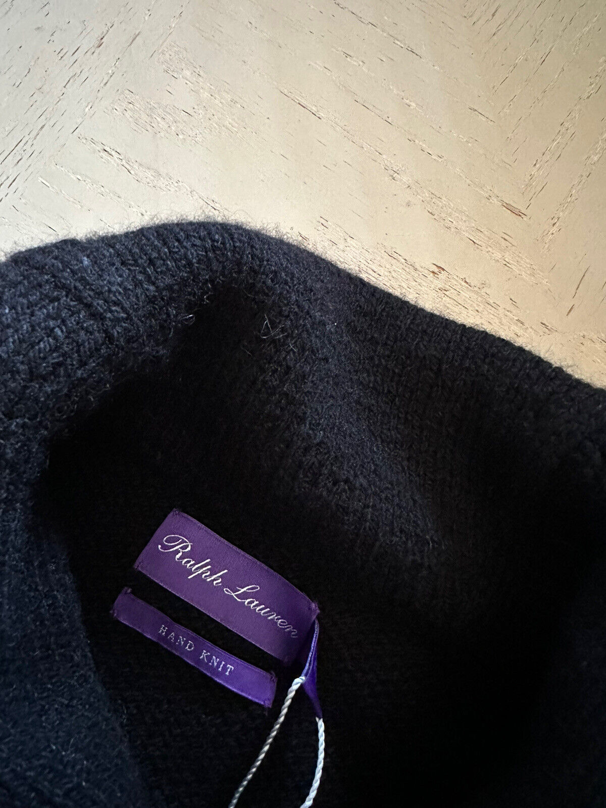 Neu mit Etikett: 1695 $ Ralph Lauren Purple Label Herren-Kaschmirpullover mit Schalkragen, Schwarz, Größe S