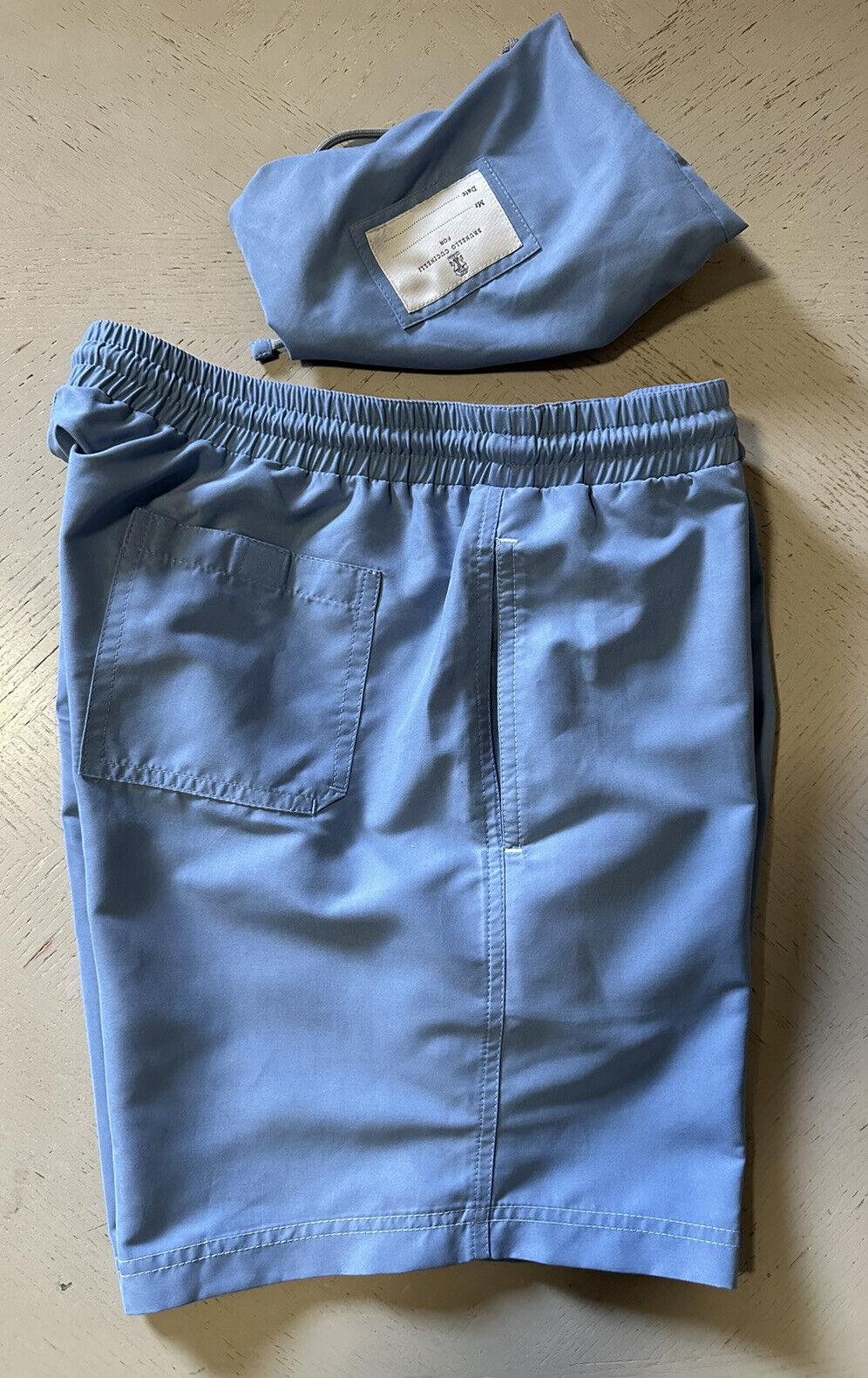 Neu mit Etikett: 550 $ Brunello Cucinelli Herren-Badeshorts mit Kordelzug, Farbe Blau, XL
