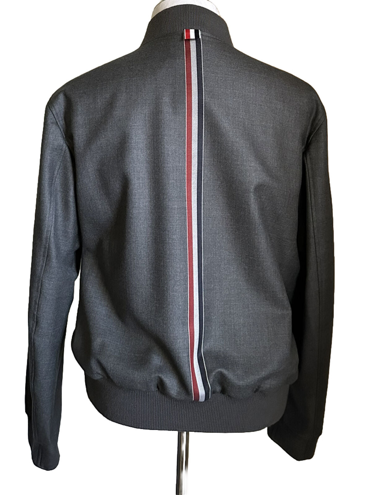 Neu 1390 $ Thom Browne Herren-Bomberjacke aus Woll-Twill, DK-Grau, Größe 3 (L)