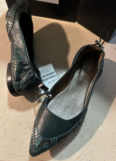 NIB $1095 Brunello Cucinelli Женские балетки из питона/кожи, зеленые 7 США/37 ЕС