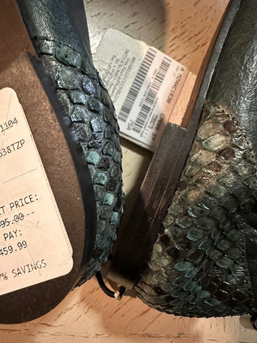NIB $1095 Brunello Cucinelli Women Python/Leather Ballet Flats Green 7 US/37 Eu