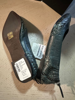 NIB $1095 Brunello Cucinelli Женские балетки из питона/кожи, зеленые 7 США/37 ЕС