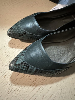 NIB $1095 Brunello Cucinelli Женские балетки из питона/кожи, зеленые 7 США/37 ЕС