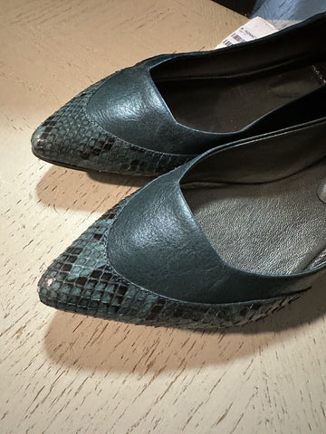 NIB $1095 Brunello Cucinelli Women Python/Leather Ballet Flats Green 7 US/37 Eu