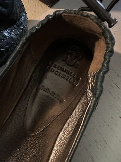 NIB $1095 Brunello Cucinelli Женские балетки из питона/кожи, зеленые 7 США/37 ЕС