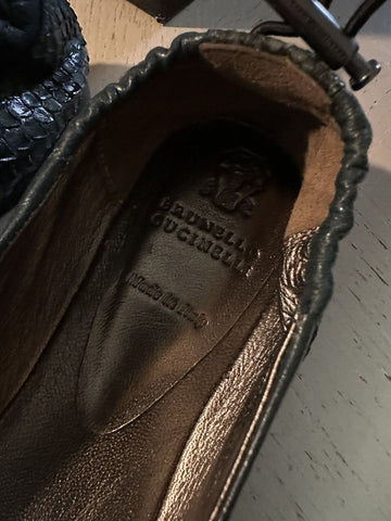 NIB $1095 Brunello Cucinelli Women Python/Leather Ballet Flats Green 7 US/37 Eu