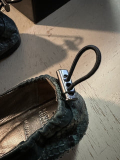 NIB $1095 Brunello Cucinelli Женские балетки из питона/кожи, зеленые 7 США/37 ЕС