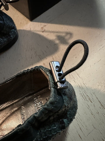 NIB $1095 Brunello Cucinelli Women Python/Leather Ballet Flats Green 7 US/37 Eu