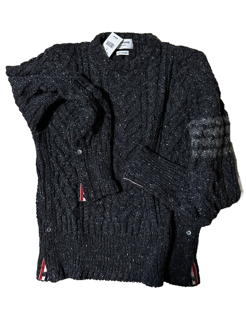 NWT Thom Browne Мужской свитер косой вязки из шерсти и мохера DK Серый L ( 3 ) Ирландия